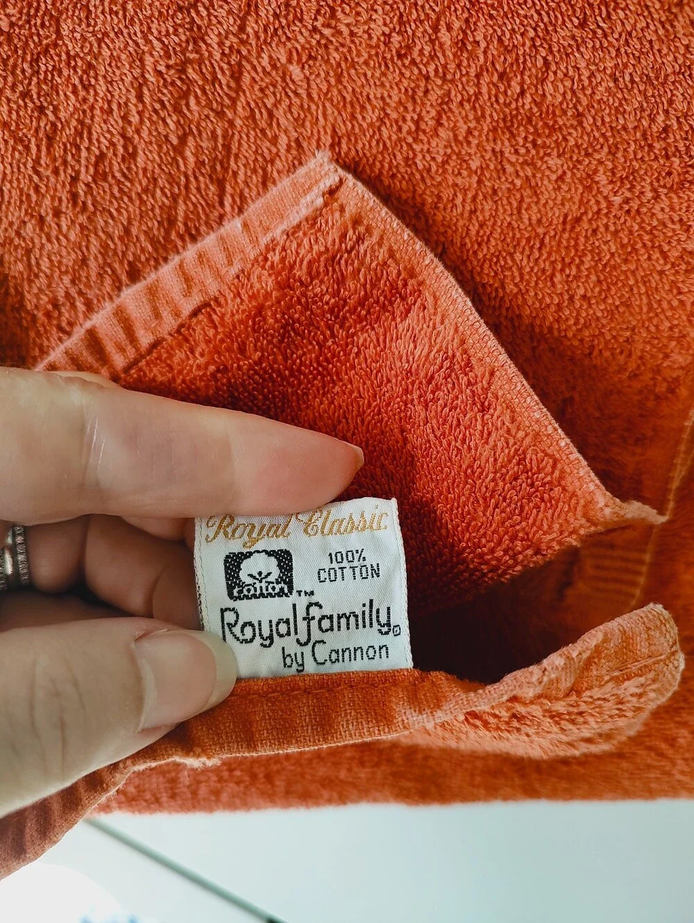 Vintage Royal Family By Cannon Orange 80s Bath Towel Cotton Made In USA
